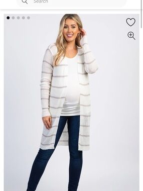 Pinkblush Cream and Light Taupe Striped Open-Front Cardigan